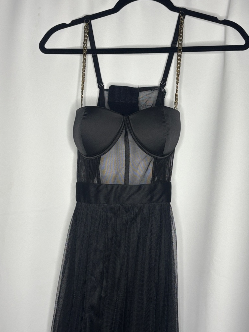 Fashion Nova Black Mesh Dress with Label Detail